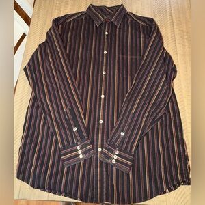 Sean John Black, Orange and Yellow Striped Button Up Shirt